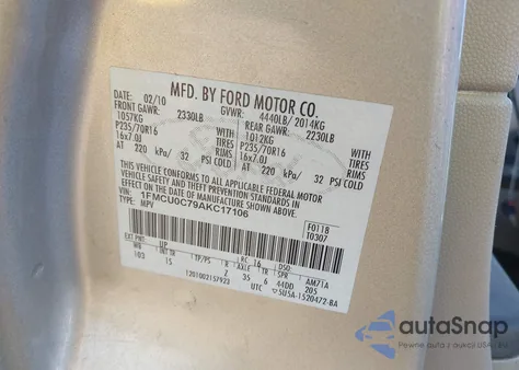 2010 Ford Escape Xls from USA, damaged, VIN 1FMCU0C79AKC17106
